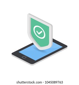 Mobile security isometric icon