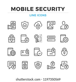 Mobile security line icons set. Modern outline elements, graphic design concepts, simple symbols collection. Vector line icons