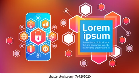 Mobile Security Locked Smartphone Concept Device Identification And Protection App Vector Illustration