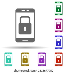 Mobile, security in multi color style icon. Simple glyph, flat vector of gdpr icons for ui and ux, website or mobile application