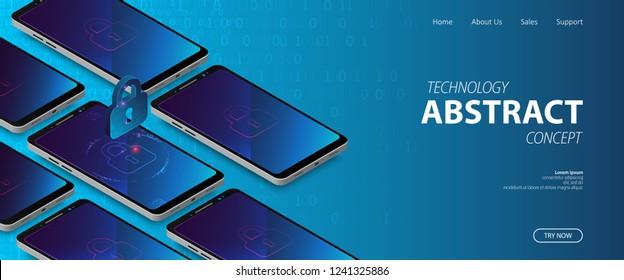 Mobile security protection. Vector illustration.