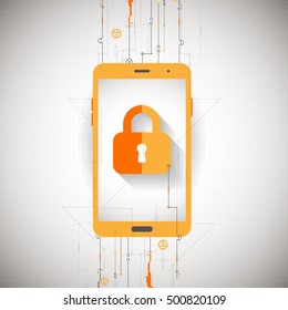 Mobile security protection. Vector illustration.