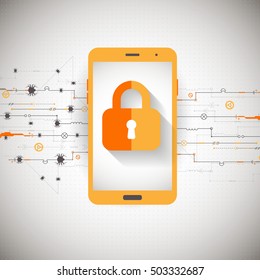 Mobile security protection. Vector illustration.