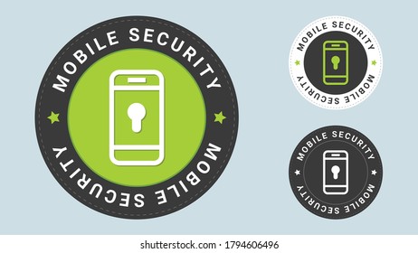 Mobile Security stamp vector illustration. Vector certificate icon. Vector combination for certificate in flat style.