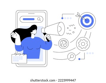 Mobile SEO abstract concept vector illustration. Mobile optimization, SEO service, search engine marketing, navigation menu bar, agency corporate website, UI element design abstract metaphor.