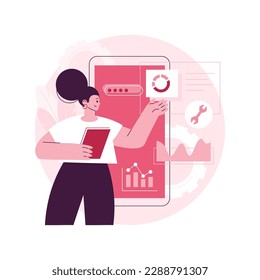 Mobile SEO abstract concept vector illustration. Mobile optimization, SEO service, search engine marketing, navigation menu bar, agency corporate website, UI element design abstract metaphor.