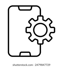 Mobile SEO icon line vector illustration