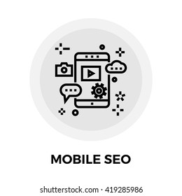 Mobile SEO icon vector. Flat icon isolated on the white background. Editable EPS file. Vector illustration.