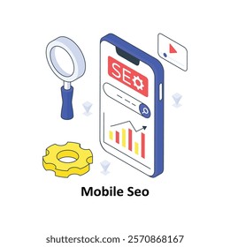 Mobile Seo isometric Colored illustration. EPS File stock illustration