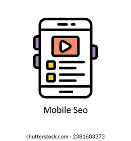 Ilustración de diseño de contorno de vector Seo móvil. Símbolo del archivo EPS 10 de fondo blanco 