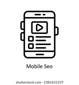 Mobile Seo vector outline Design illustration. Symbol on White background EPS 10 File 