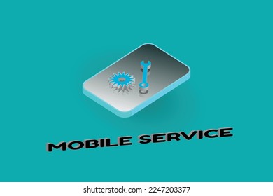 Banner de servicio móvil de estilo 3d. Diseño de soporte técnico vectorial. concepto de gestión empresarial.