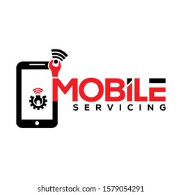 Mobile Servicing, Fix & Repair with Red And Black Color Logo Template with high resolution