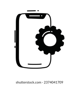 Mobile setting doodle Icon Design illustration. Science and Technology Symbol on White background EPS 10 File