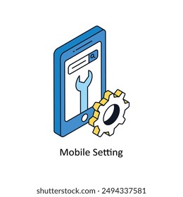 Mobile Setting Isometric style icon. Symbol on White background EPS 10 File