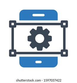 mobile setting vector glyph color icon 