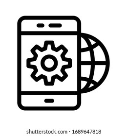 mobile setting vector thin line icon 