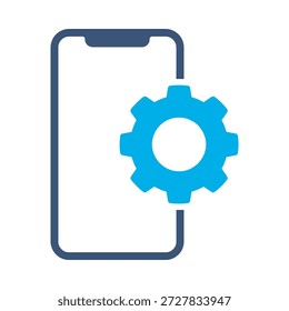Icono de Configuraciones móviles diseño de Vector plano azul smartphone gear symbol configuración del teléfono configuración de mantenimiento gráfico elemento signo
