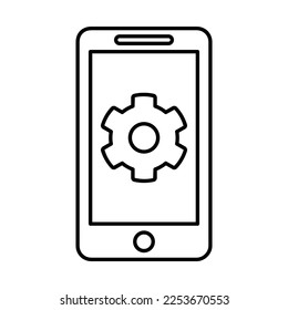 Icono de configuración móvil en estilo de línea