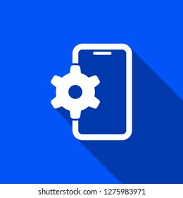 Mobile settings icon with shadow , sign design