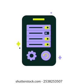 Panel De Configuraciones Móviles Con Opciones De Configuración En Ilustración vectorial Plana Que Simboliza Las Preferencias Del Sistema, El Control Y La Personalización, Aislado Sobre Fondo Blanco