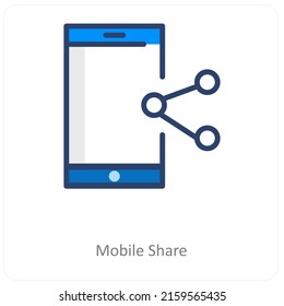 Concepto de uso compartido móvil y de icono móvil