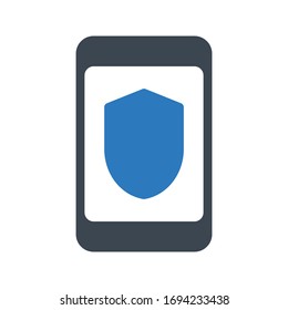 mobile shield vector glyph color icon 