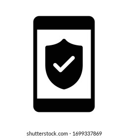 mobile shield vector glyph flat icon 