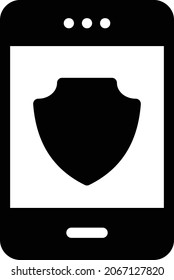 mobile shield vector glyph icon