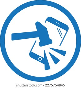 Icono móvil a prueba de golpes, icono de mantenimiento vector azul