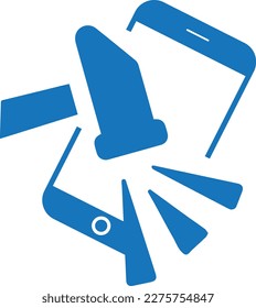 Icono móvil a prueba de golpes, icono de mantenimiento vector azul