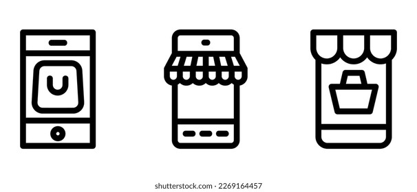 Mobilshop-Symbol oder Logo einzeln auf Zeichen, Vektorgrafik - hochwertige Vektorsymbole in schwarzem Stil