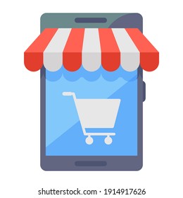 
Icono de tienda móvil en estilo plano moderno 