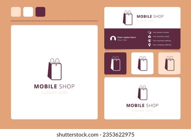 Mobile shop logo design with editable slogan. Branding book and business card template.