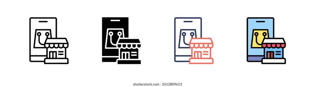 Mobile Shop Multi Style Icon Set Vector