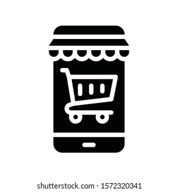 mobile shop and shopping trolley related to black friday vector in solid design