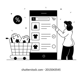 Una aplicación de compra móvil en el diseño de la línea de glifo 