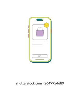 Mobile Shopping App Interface mit Buy Button Vector