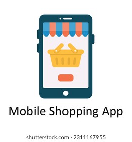 Mobile Shopping App Vector  Flat Icon Design illustration. Ecommerce and shopping Symbol on White background EPS 10 File