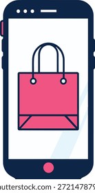 Mobile shopping application symbol. Ecommerce buying experience using smartphone technology. Retail purchase vector illustration design.