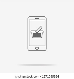 Mobile shopping basket icon. Vector concept illustration for design.
