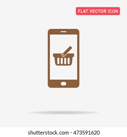 Mobile shopping basket icon. Vector concept illustration for design.