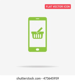 Mobile shopping basket icon. Vector concept illustration for design.