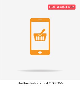 Mobile shopping basket icon. Vector concept illustration for design.