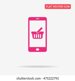 Mobile shopping basket icon. Vector concept illustration for design.