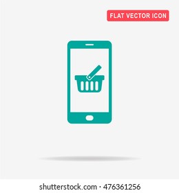 Mobile shopping basket icon. Vector concept illustration for design.