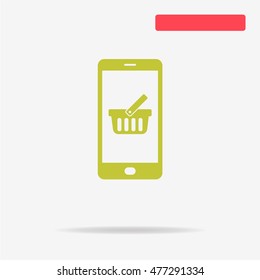 Mobile shopping basket icon. Vector concept illustration for design.