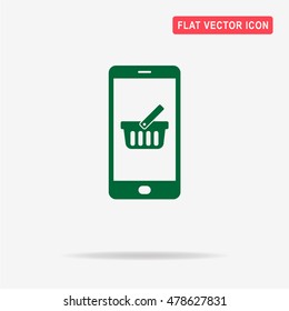 Mobile shopping basket icon. Vector concept illustration for design.