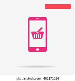 Mobile shopping basket icon. Vector concept illustration for design.