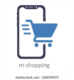 Mobile Shopping And Cart icon concept